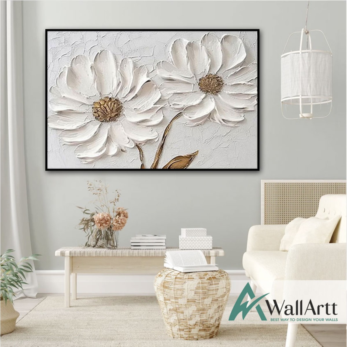 Golden Daisy 3d Heavy Textured Partial Oil Painting